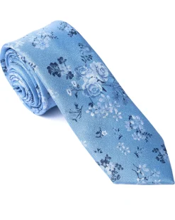 Blue Floral Foliage Print Tie
