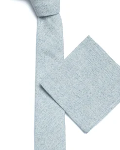 Blue Plain Cotton-Linen Tie