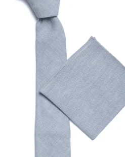 Blue Plain Linen Blend Tie