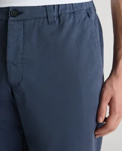 Blue Straight Leg Cotton-Blend Chinos