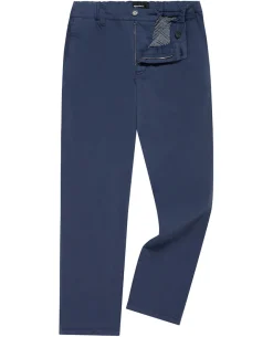 Blue Straight Leg Cotton-Blend Chinos