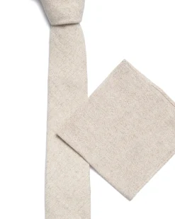 Brown Plain Cotton-Linen Tie