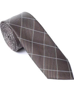 Brown Woven Check Tie