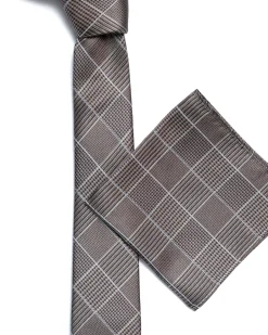 Brown Woven Check Tie