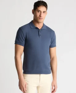Cable Patterned Cotton Polo Shirt