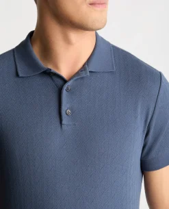 Cable Patterned Cotton Polo Shirt