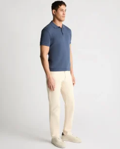 Cable Patterned Cotton Polo Shirt