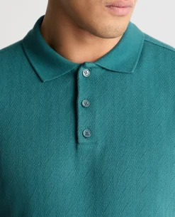 Cable Patterned Cotton Polo Shirt