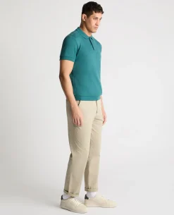 Cable Patterned Cotton Polo Shirt