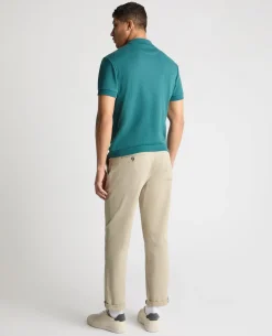 Cable Patterned Cotton Polo Shirt