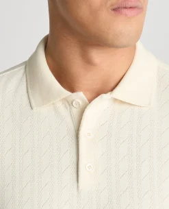 Cable Patterned Cotton Polo Shirt