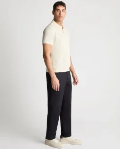 Cable Patterned Cotton Polo Shirt