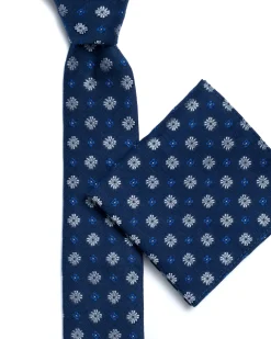 Dark Blue Floral Silk Tie