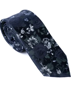 Green Floral Foliage Print Tie