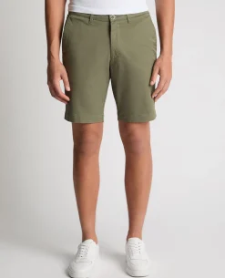 Green Slim Leg Cotton-Stretch Chino Short