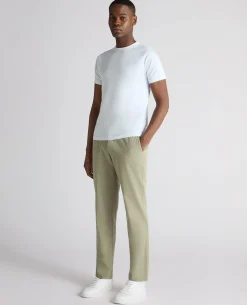 Green Straight Leg Cotton-Tencel Blend Chinos