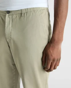 Green Straight Leg Cotton-Tencel Blend Chinos