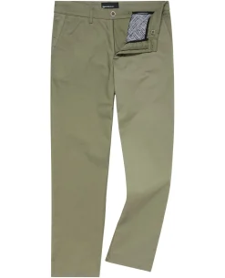 Green Straight Leg Cotton Stretch Chino