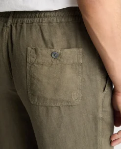 Green Straight Leg Linen Trousers