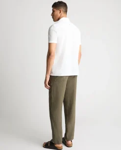 Green Straight Leg Linen Trousers