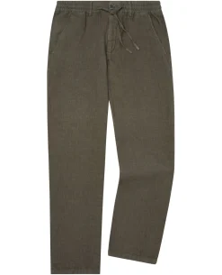 Green Straight Leg Linen Trousers