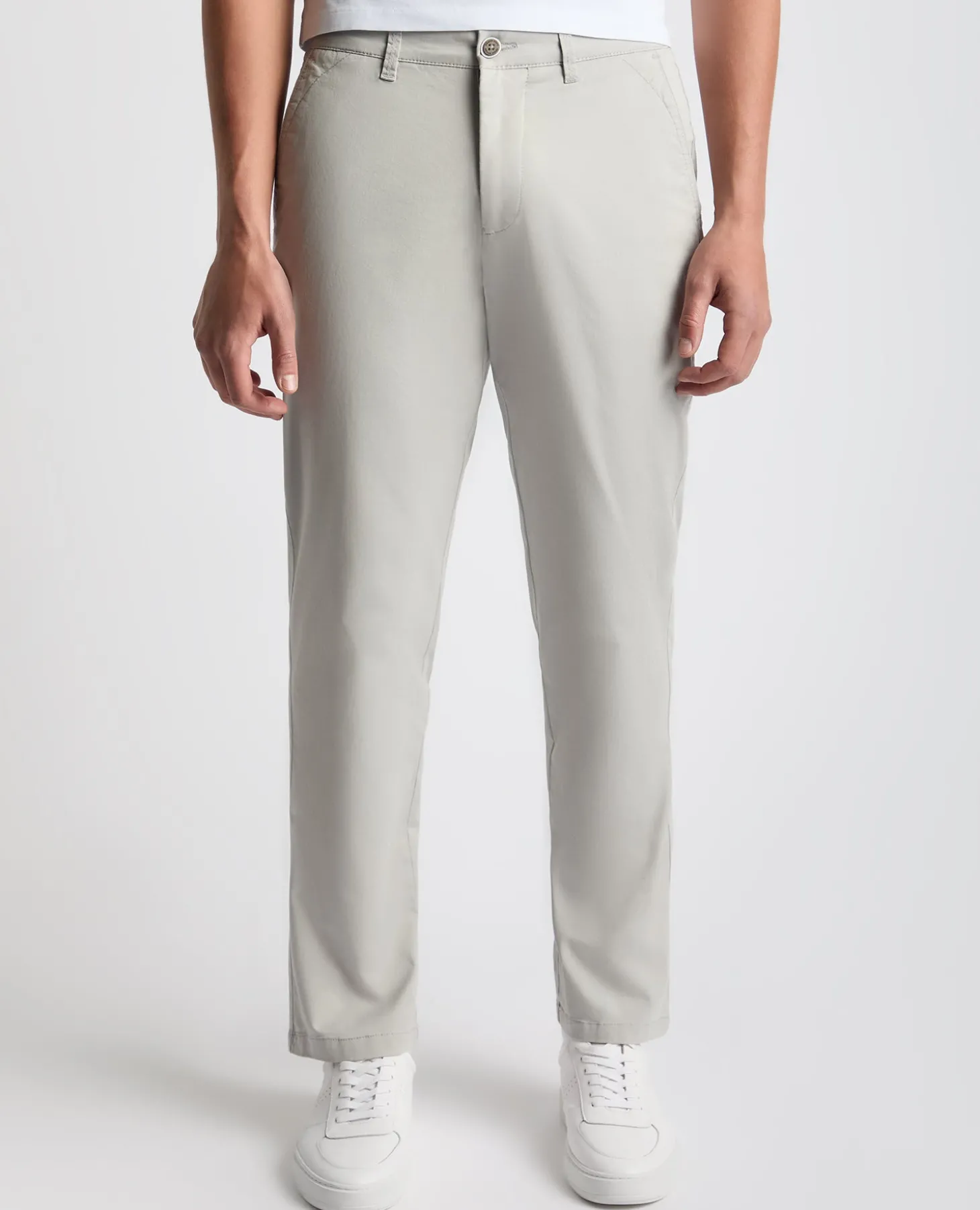 Grey Straight Leg Cotton Stretch Chino