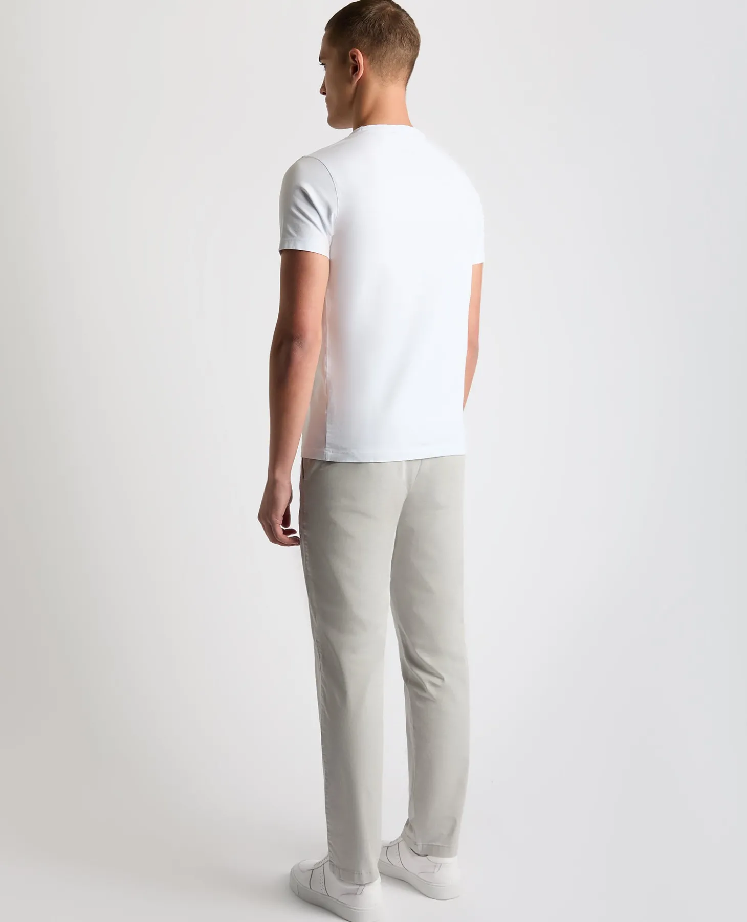 Grey Straight Leg Cotton Stretch Chino