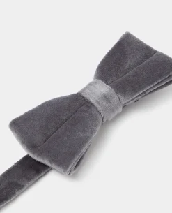 Grey Velvet Bow Tie