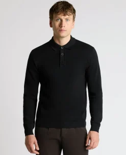 Long Sleeve Cotton Knit Polo