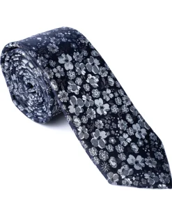 Navy Floral Print Tie
