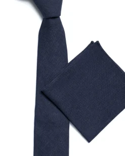 Navy Plain Linen Blend Tie