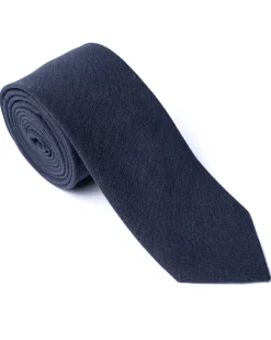 Navy Plain Linen Blend Tie
