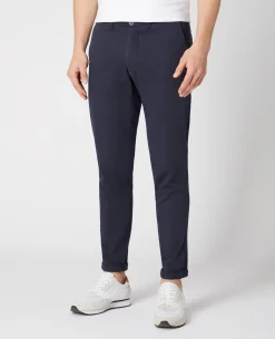 Navy Slim Leg Cotton-Stretch Chinos