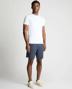 Navy Straight Leg Cotton-Blend Chino Shorts