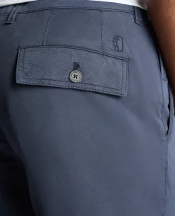 Navy Straight Leg Cotton-Blend Chino Shorts