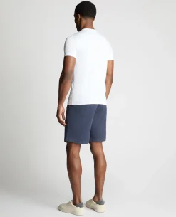 Navy Straight Leg Cotton-Blend Chino Shorts