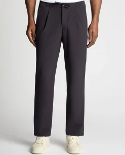 Navy Straight Leg Stretch Trousers