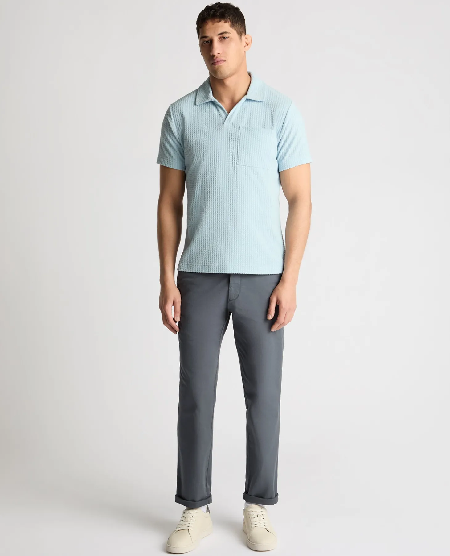 Open Collar Terry Polo Shirt