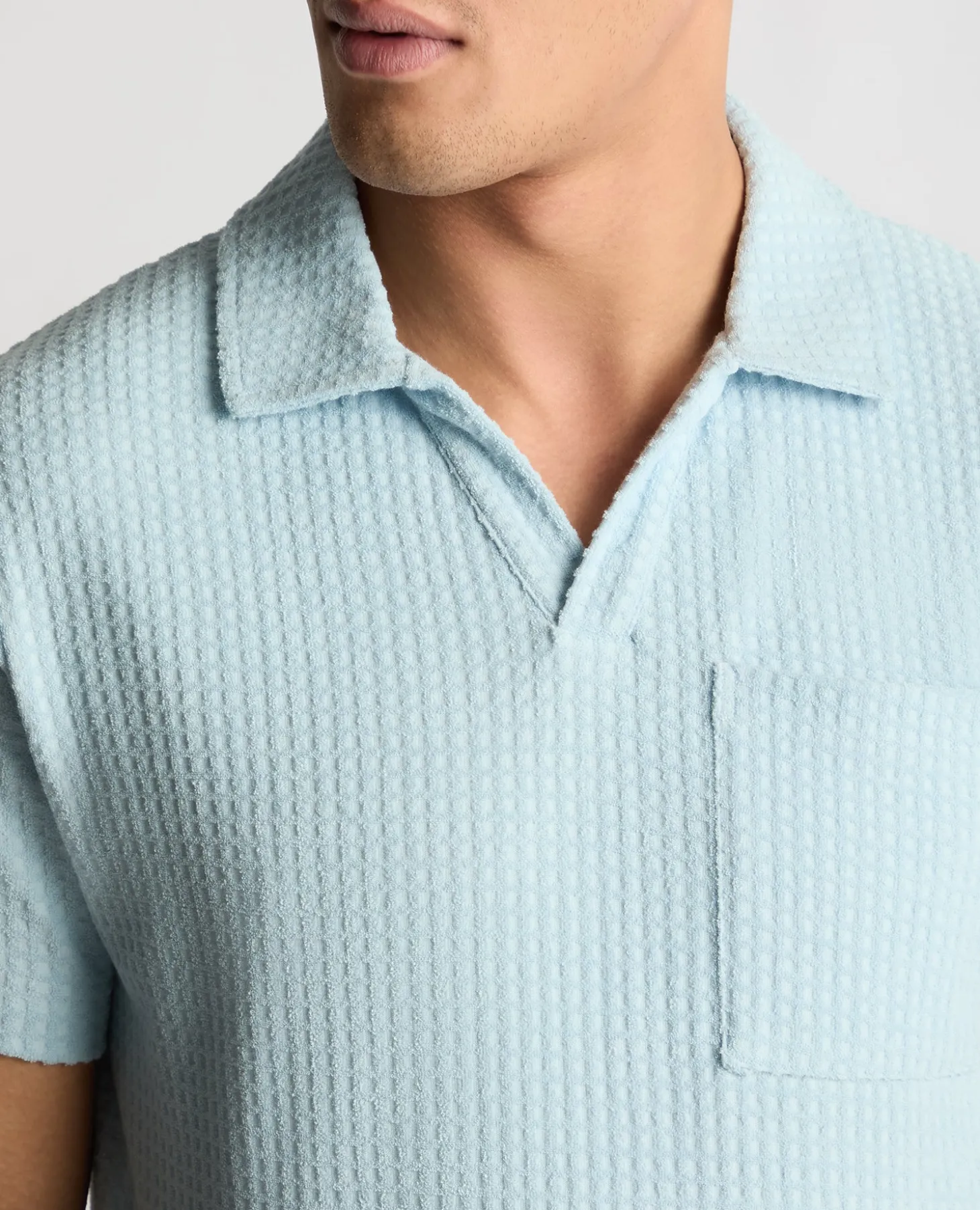 Open Collar Terry Polo Shirt