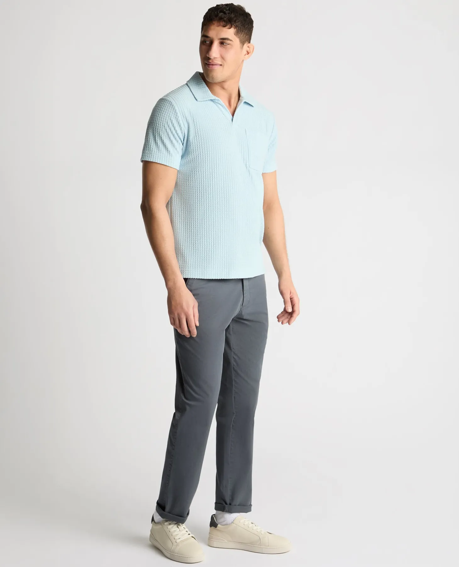 Open Collar Terry Polo Shirt