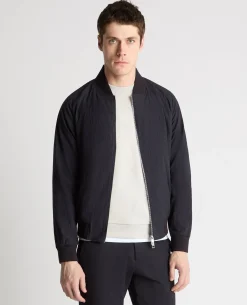 Regular Fit Seersucker Bomber Jacket