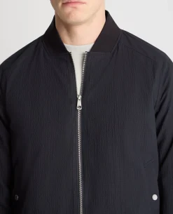 Regular Fit Seersucker Bomber Jacket