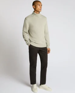 Roll Neck Cotton Knit Sweater