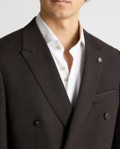 Slim Fit Double-Breasted Linen-Blend Suit