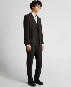 Slim Fit Double-Breasted Linen-Blend Suit