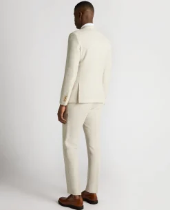 Slim Fit Linen-Blend Double Breasted Suit