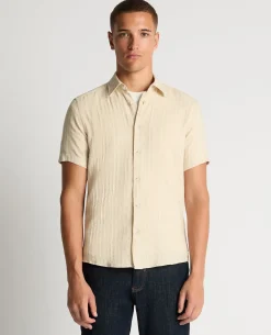 Slim Fit Striped Organic Cotton-Linen Shirt