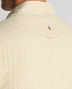 Slim Fit Striped Organic Cotton-Linen Shirt