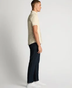 Slim Fit Striped Organic Cotton-Linen Shirt