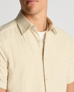 Slim Fit Striped Organic Cotton-Linen Shirt